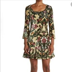 Jeremy Scott Women's Floral Print Brocade Velvet Mini Dress Size US10